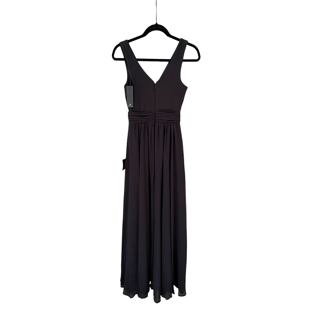 Lulus Heavenly Hues Chiffon Maxi Dress Black Formal Bridesmaid Gown NWT XXS - Picture 4 of 10